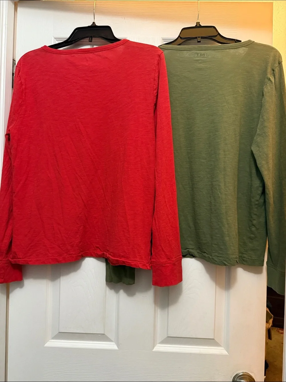 J. Crew Women's Long-Sleeve Vintage Cotton  Tees -Olive Green & Burnt Orange XL